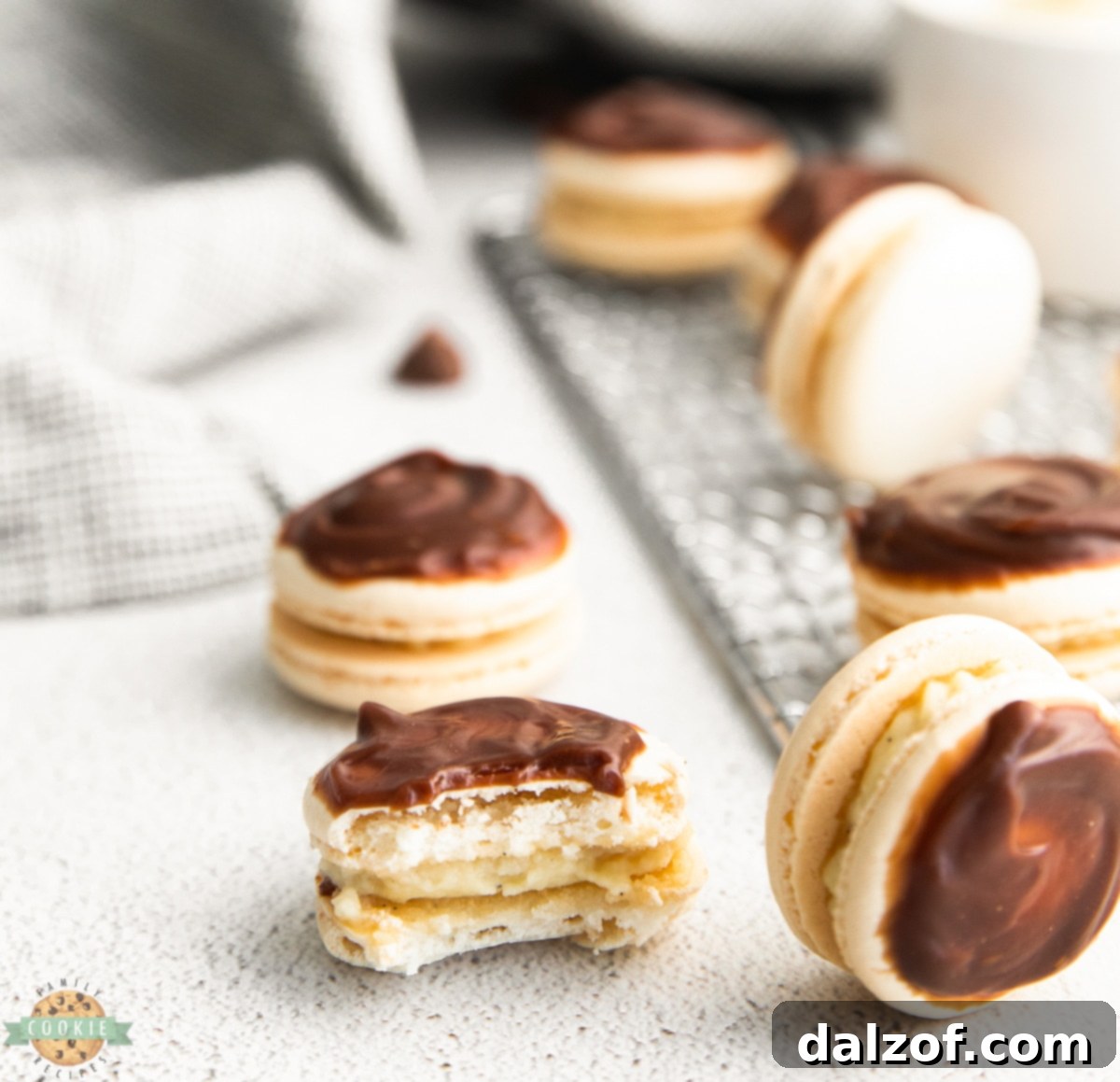 Boston Cream Pie Macarons ready to eat