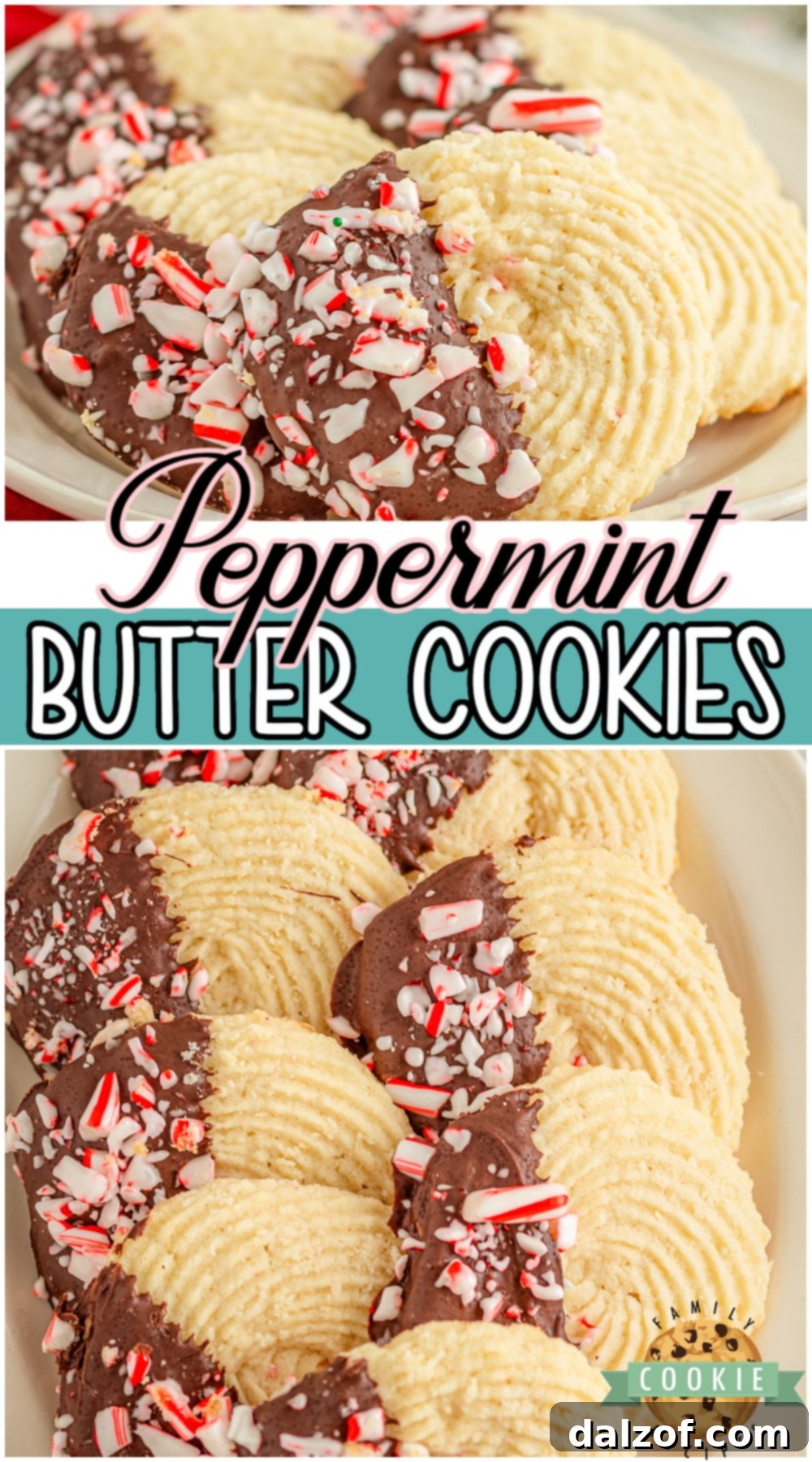 Pinterest-ready image of peppermint butter cookies, highlighting their delicious and festive appeal for easy sharing