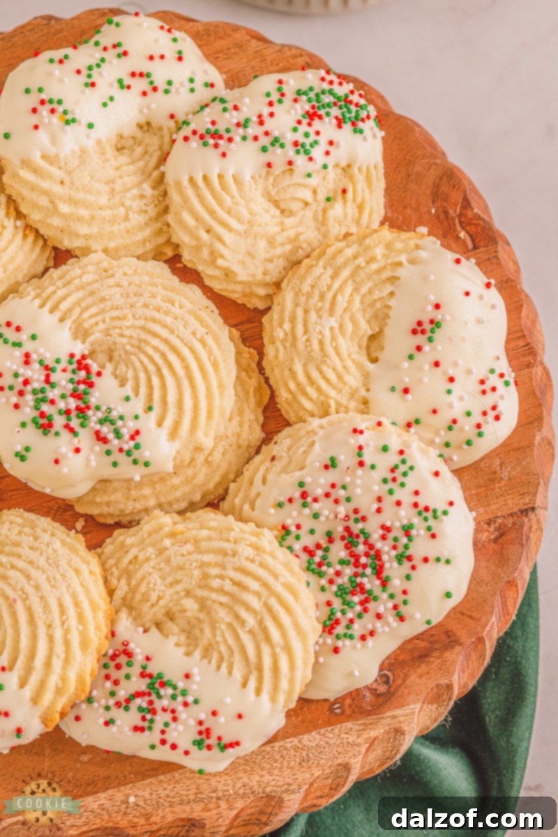white chocolate butter cookies with festive sprinkles