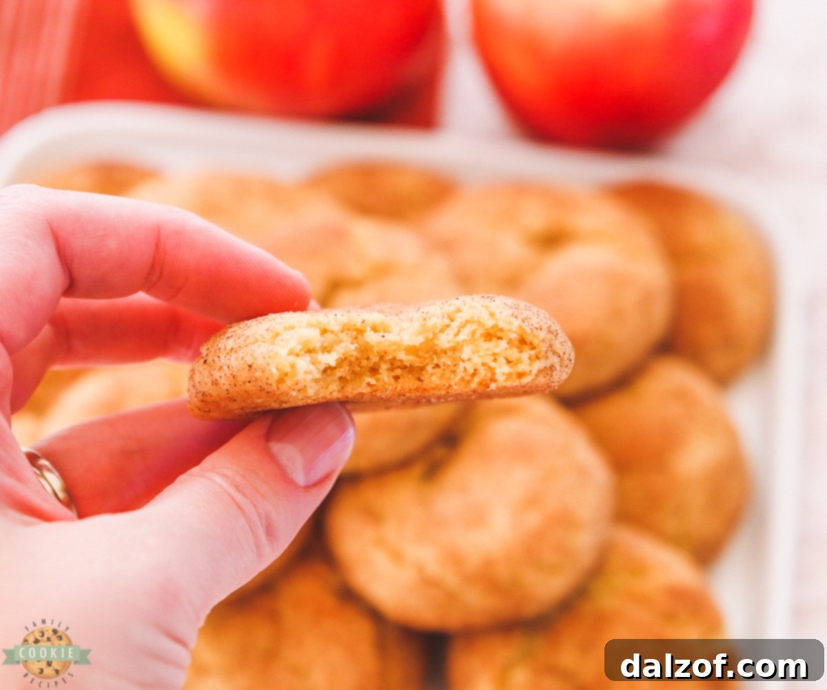 apple cider snickerdoodle cookies on a cooling rack