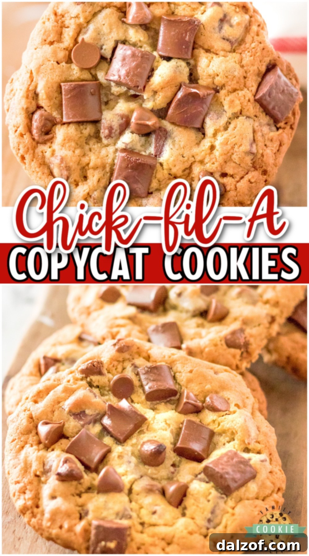 Copycat Chick-fil-A cookies are soft & chewy chocolate chip made even better than the restaurant! Double chocolate chunk cookies that everyone loves! 