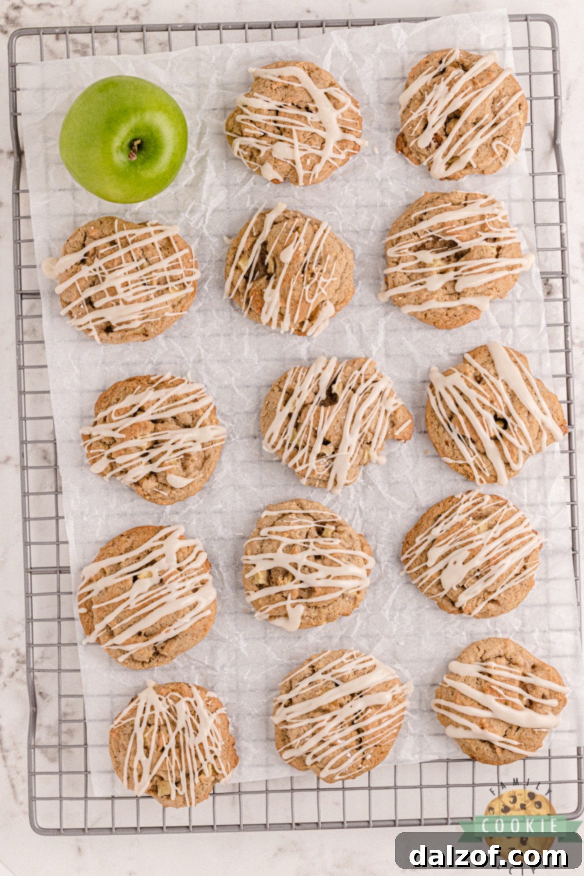 Warm Spiced Apple Cookies with Vanilla Drizzle 5 Apple cookies with a vanilla glaze