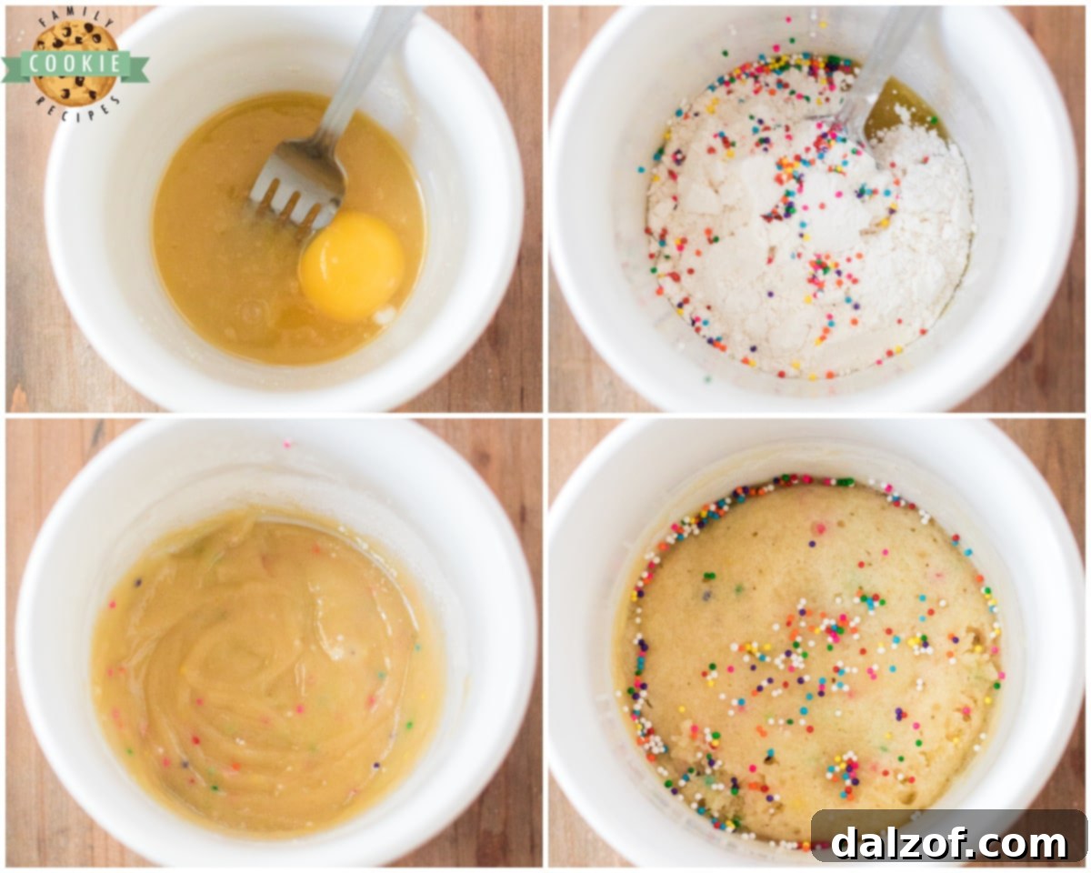 Step-by-step guide on how to make a Sugar Cookie in a Mug in the microwave.
