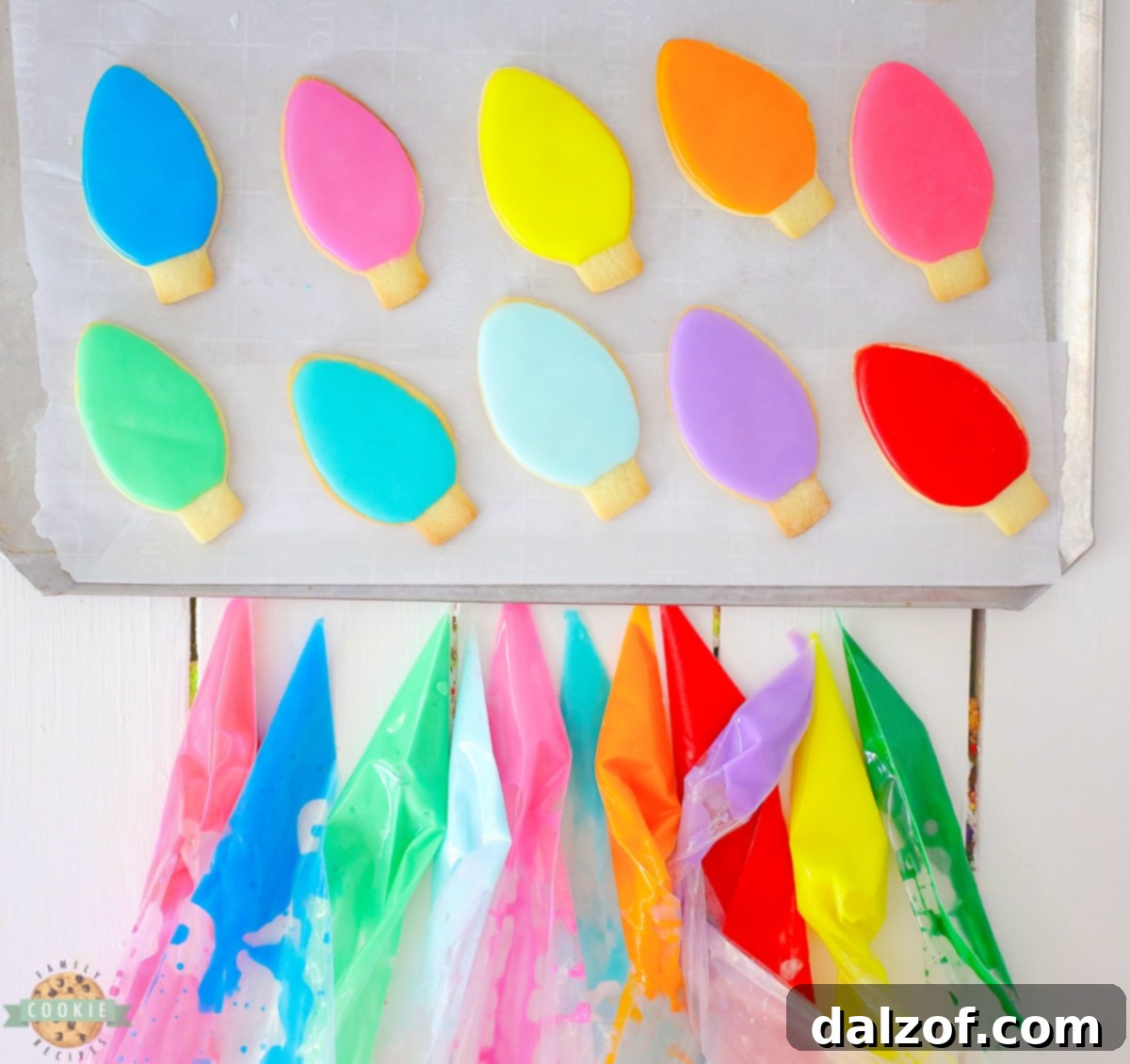 A tray of colorful holiday Christmas Lights Cut Out Cookies