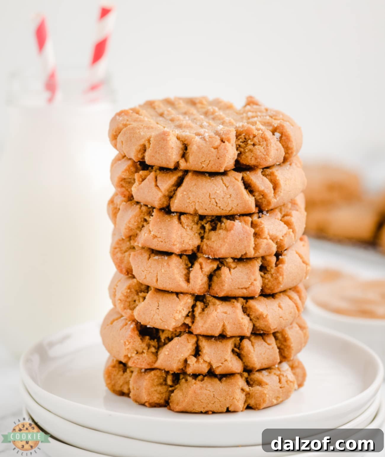 stack of flourless peanut butter cookies