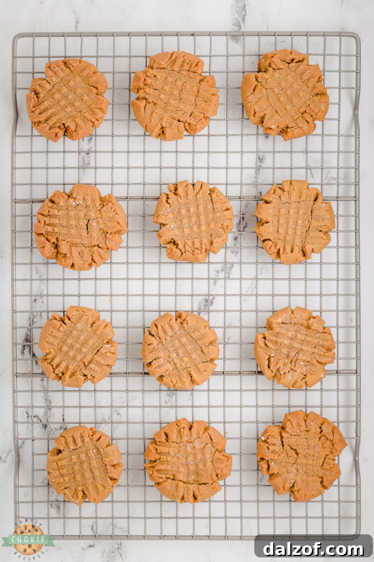 peanut butter cookies on a cooling rack