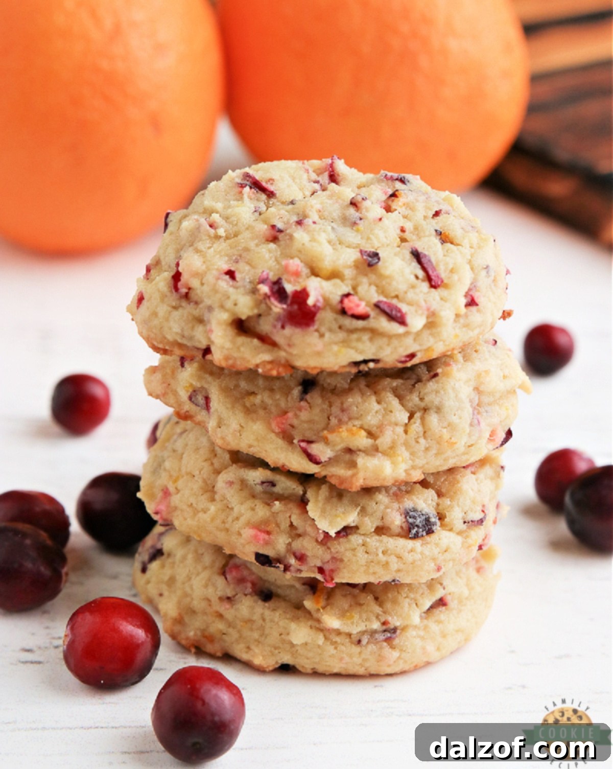 Delicious orange flavored cookies studded with chopped cranberries, perfect for a treat.