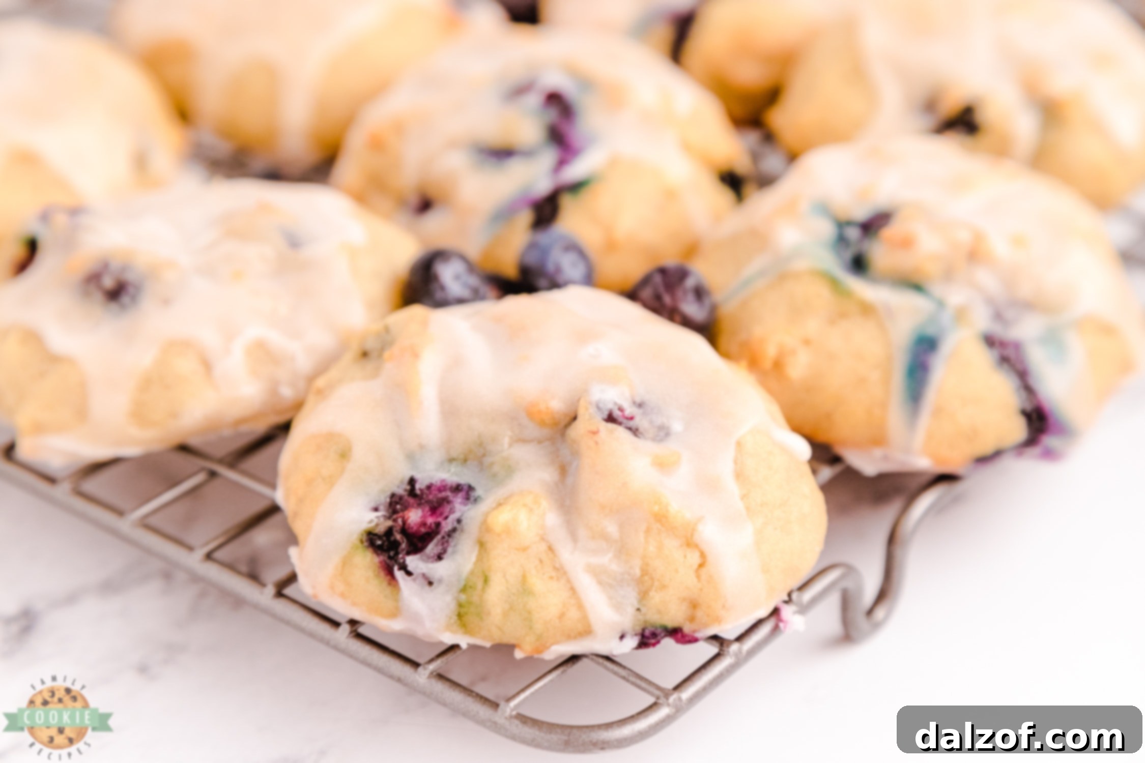 blueberry banana cookies cooling on a wire rack after baking