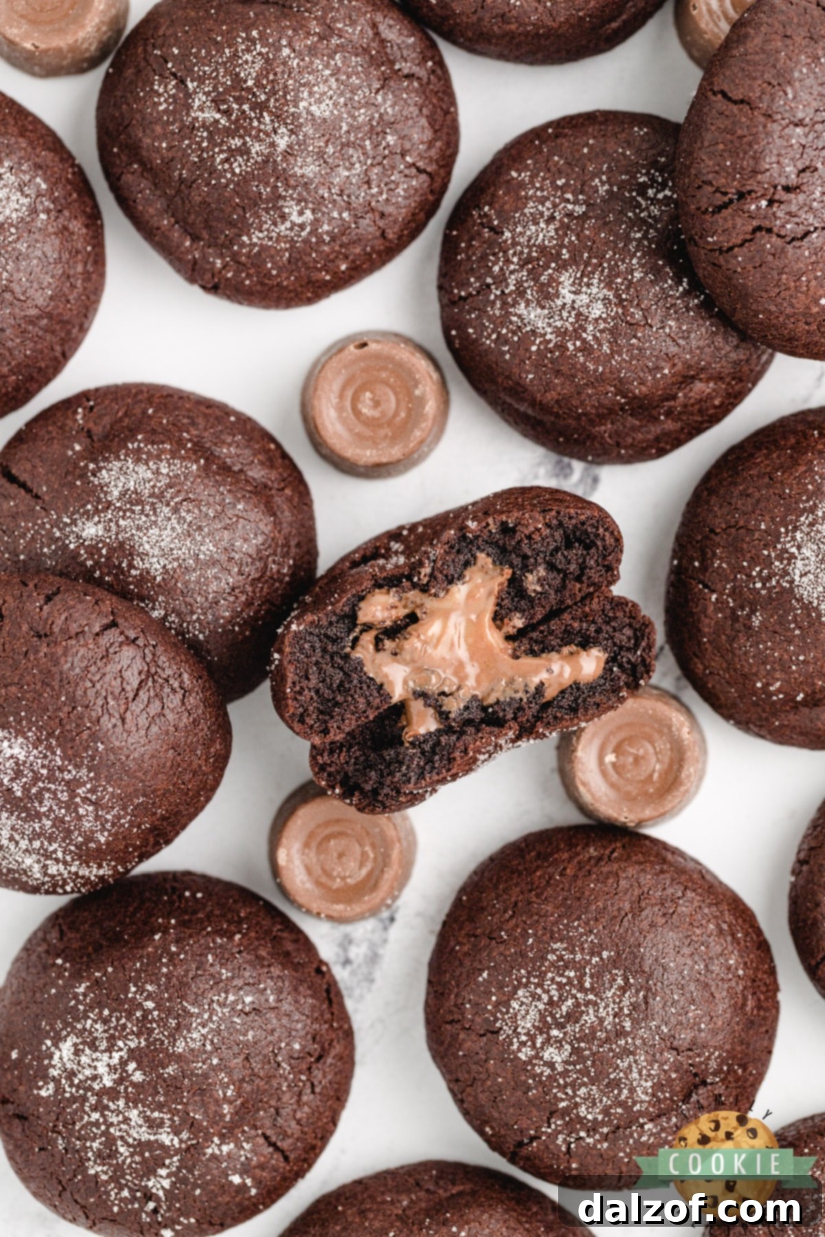 Chocolate caramel cake mix cookies.