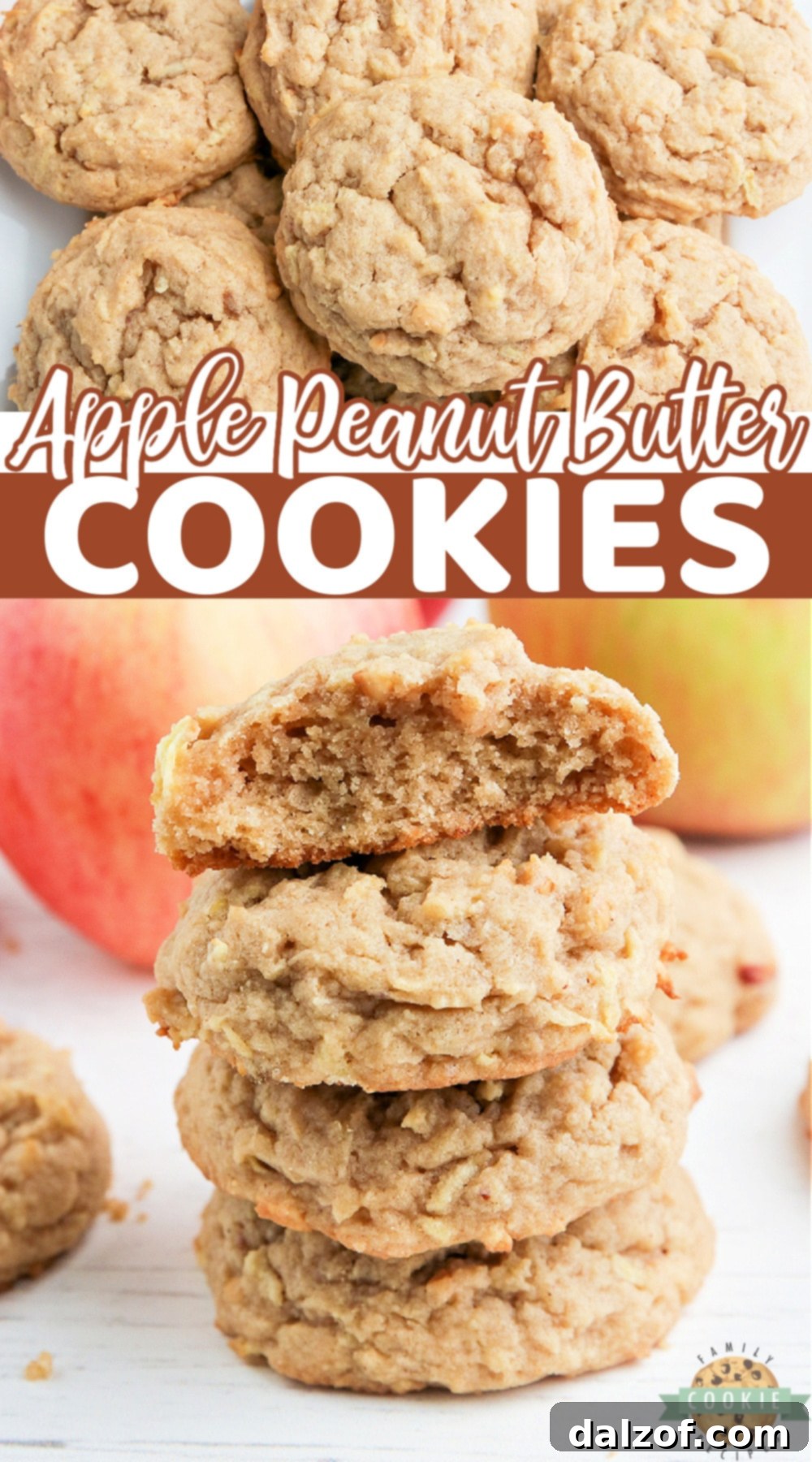 A plate of freshly baked Apple Peanut Butter Cookies, soft, chewy, and irresistibly delicious.