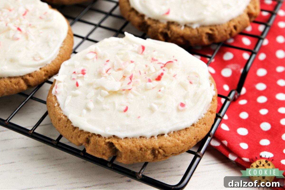 Close-up of a gingerbread cookie frosted with creamy buttercream