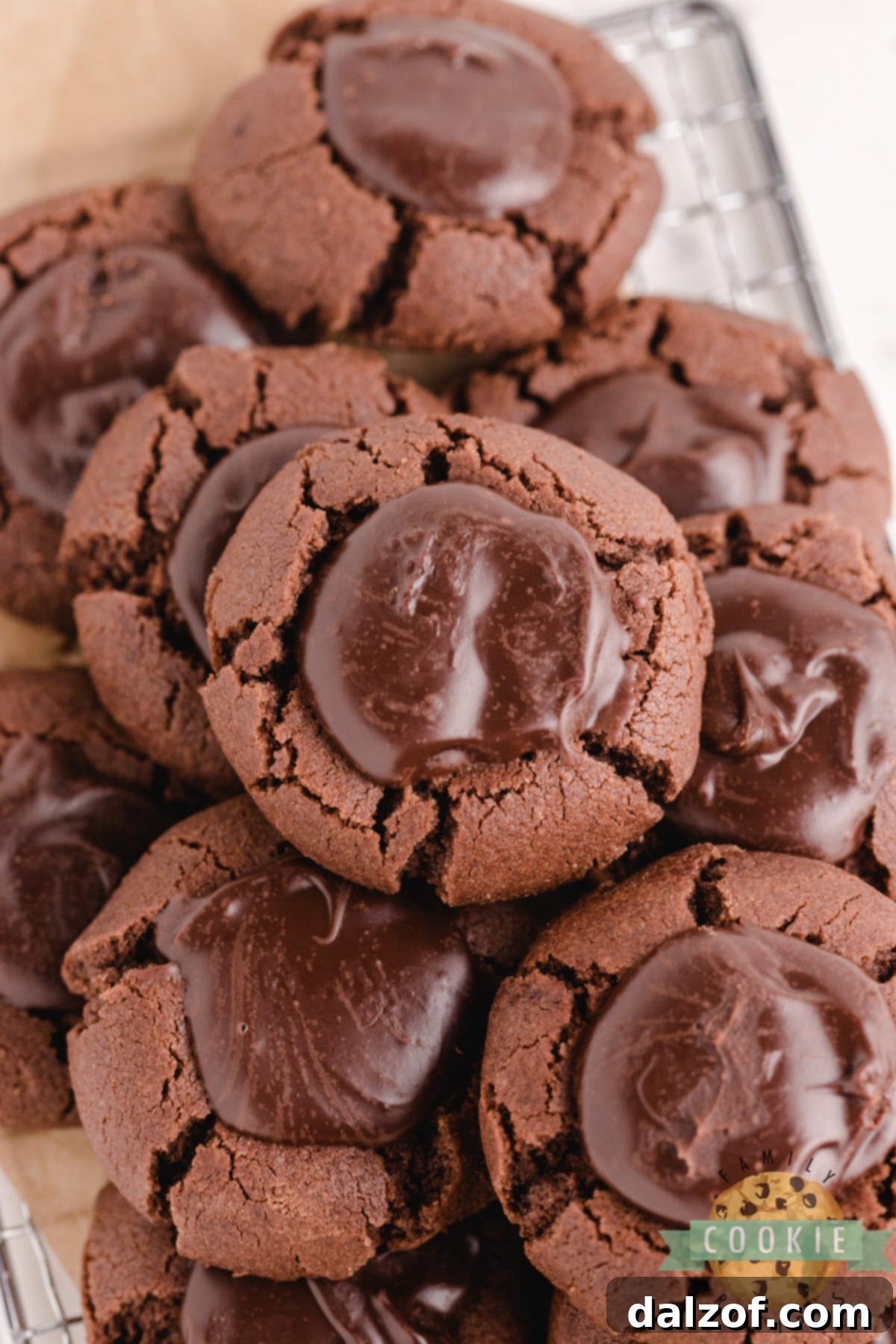 Decadent Double Chocolate Thumbprint Treats 8 Double Chocolate Thumbprint Cookies are thick, chewy chocolate cookies filled with a creamy chocolate ganache. Perfect chocolate cookie recipe for all chocolate lovers!