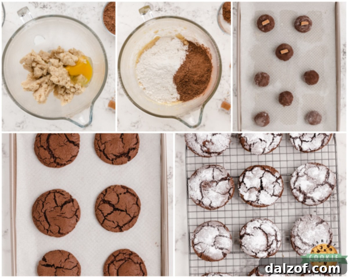 Step-by-step image for making caramel chocolate crinkle cookies
