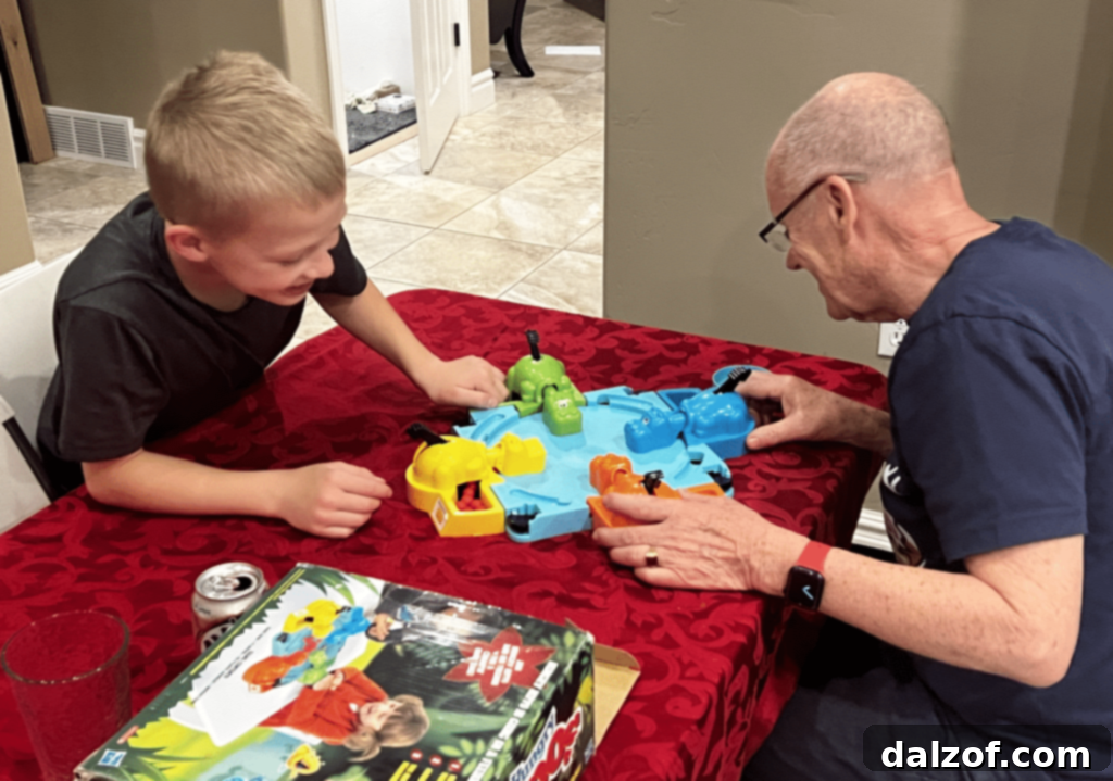 Family playing board games together