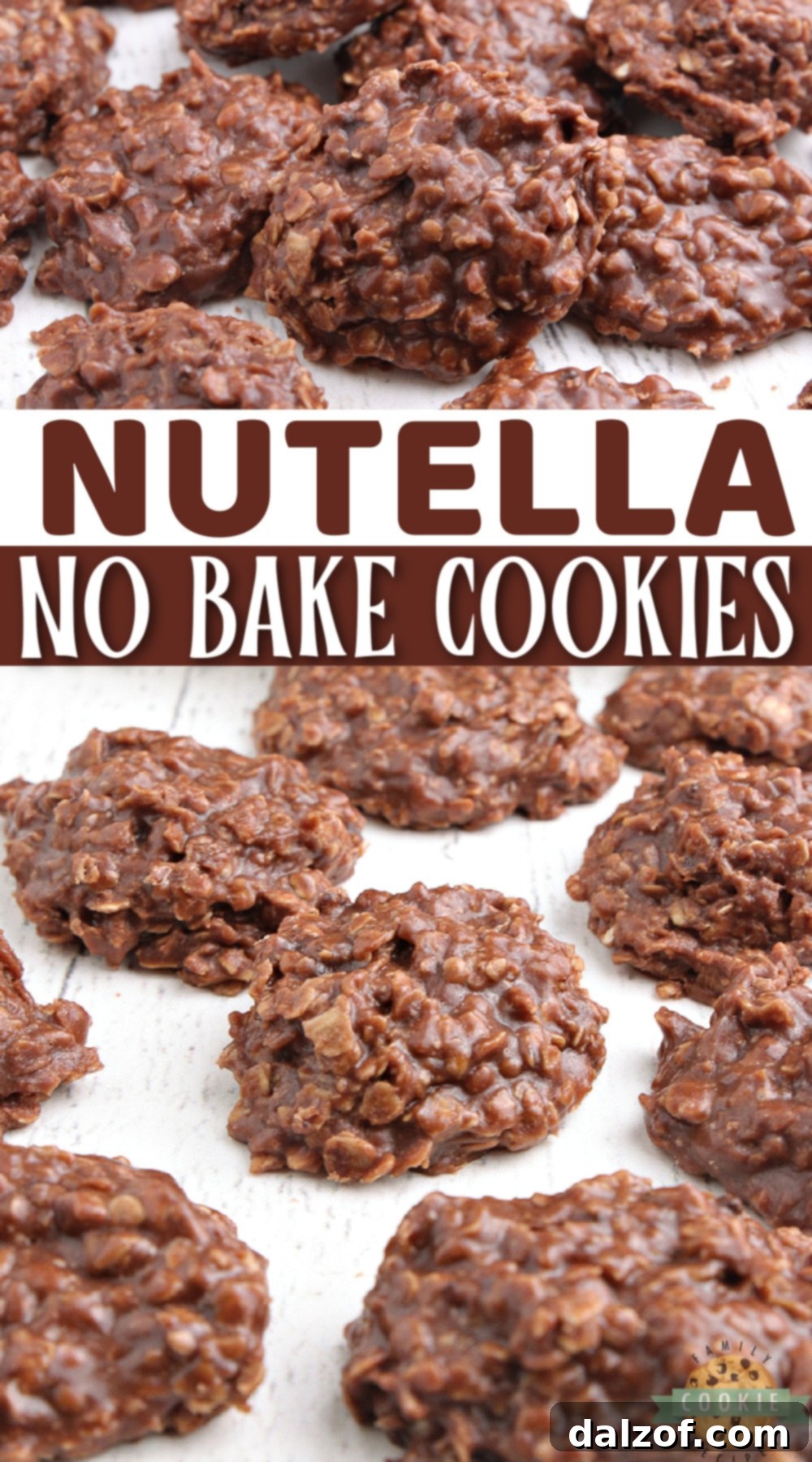 A beautifully arranged serving of Nutella No Bake Cookies, ready for tasting. This easy, quick, and delicious dessert is perfect for any occasion.