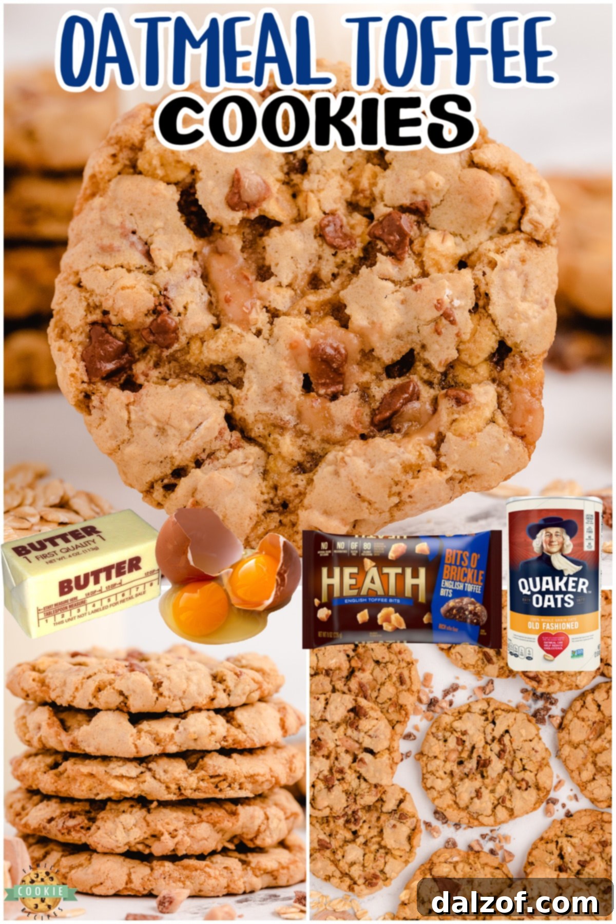Toffee Oatmeal Cookies are a variation on a classic oatmeal cookie recipe, but with a toffee twist! The maple extract and crunchy buttery bits add delicious flavor to this amazing toffee cookie recipe.