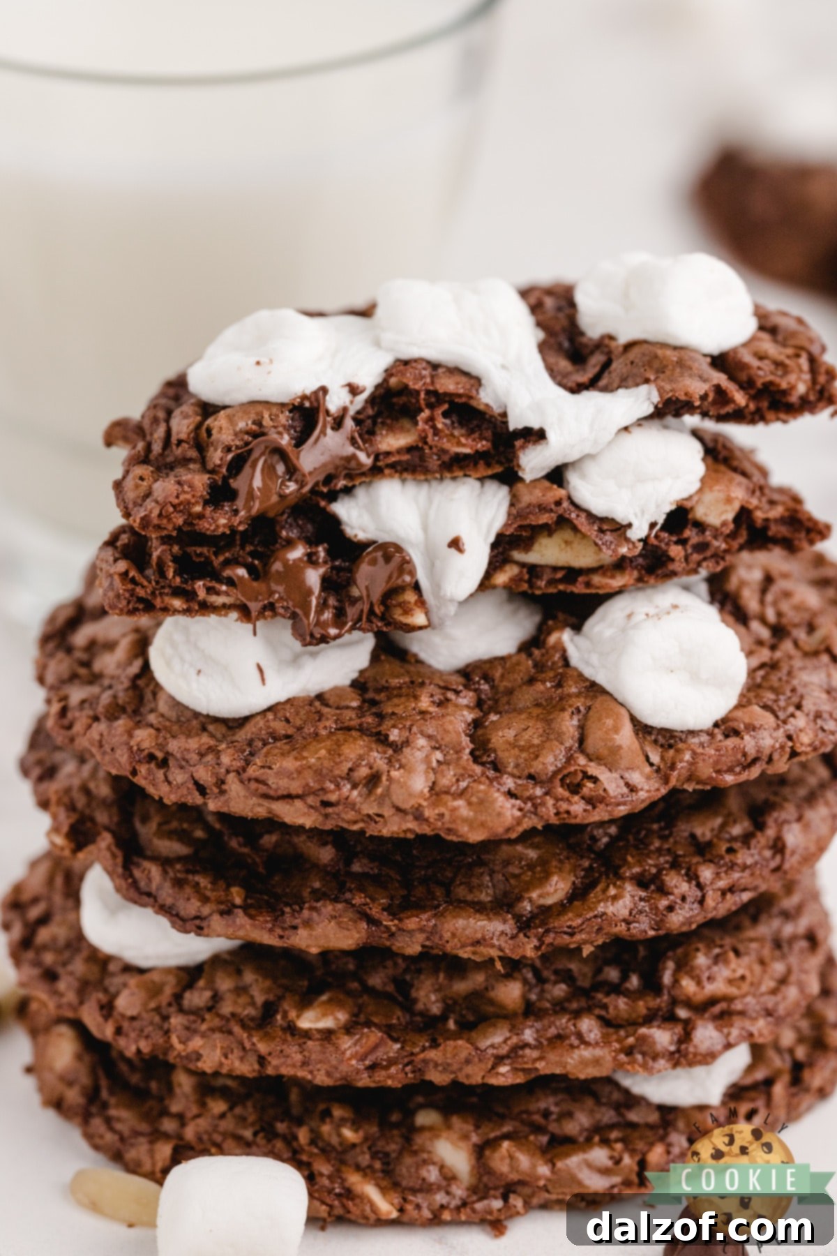 Chocolate cookies with almonds and marshmallows