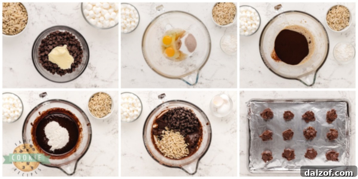 Step by step instructions on how to make Rocky Road cookies
