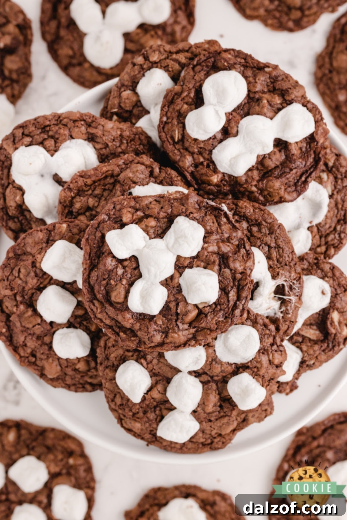 Rocky Road Cookies with chocolate, marshmallows and almonds