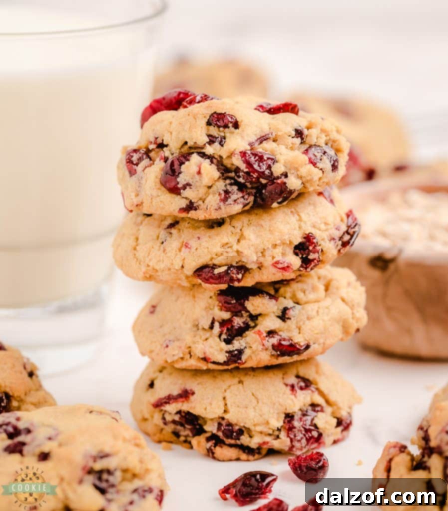 stack of oatmeal Craisin cookies