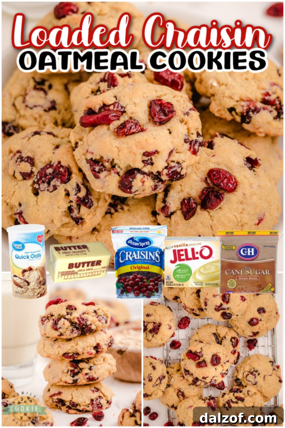 Oatmeal Craisin Cookies are soft & chewy with fantastic cranberry flavor! Oatmeal cookies with buttery crisp edges & a soft center bursting with Craisins! 