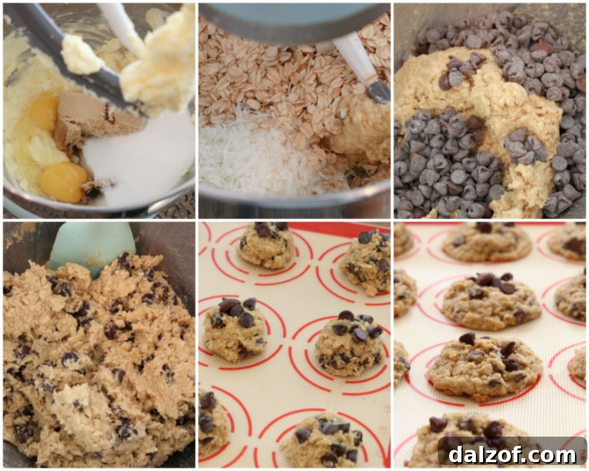 how to make chocolate chip coconut oatmeal cookies step-by-step
