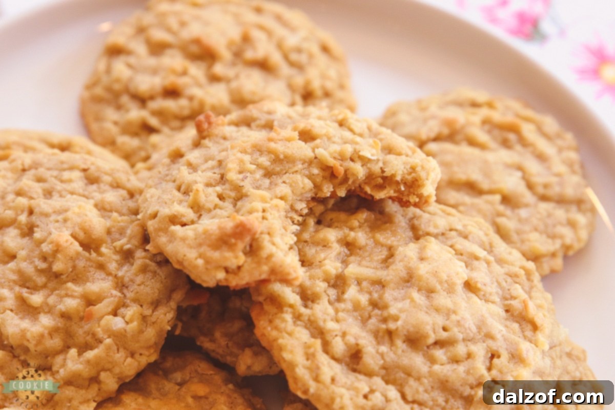 coconut oatmeal cookie with a bite taken out