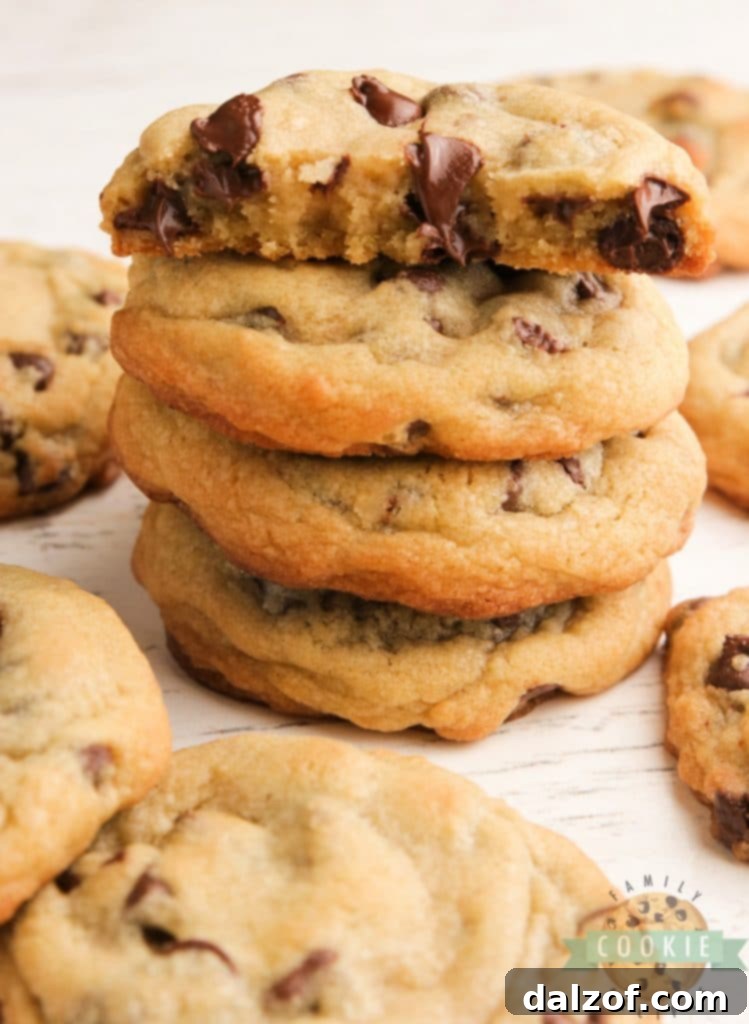 Bakery Style Chocolate Chip Cookies with crisp edges and soft centers.
