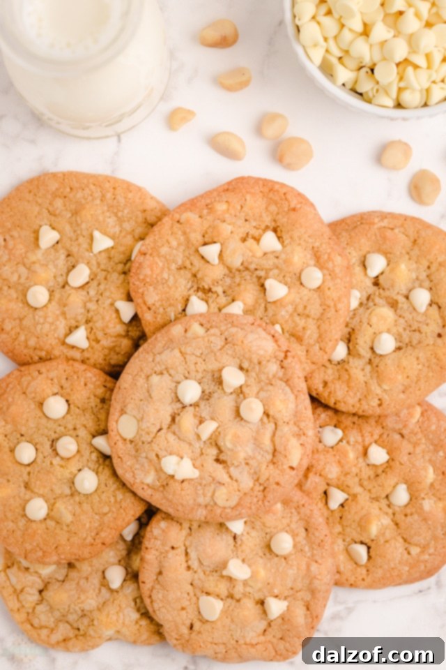 White Chocolate Macadamia Nut Cookies, soft and chewy.