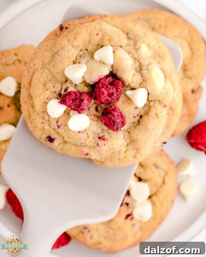 Serving a Raspberry White Chocolate Cookie.