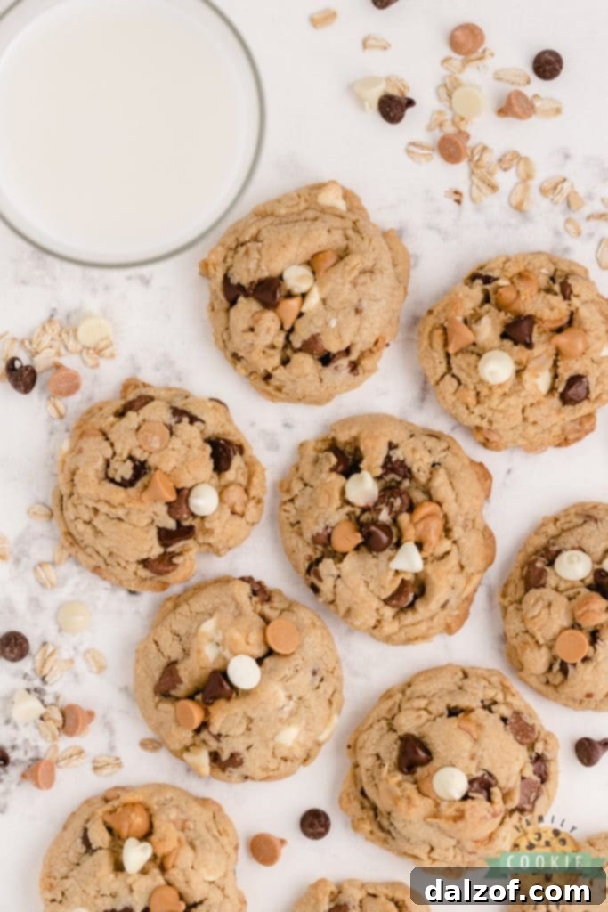 Five Chip Peanut Butter Oatmeal Cookies, soft and chewy.