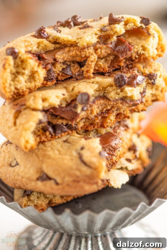 Reese's Chocolate Chip Cookies stuffed with peanut butter cups.