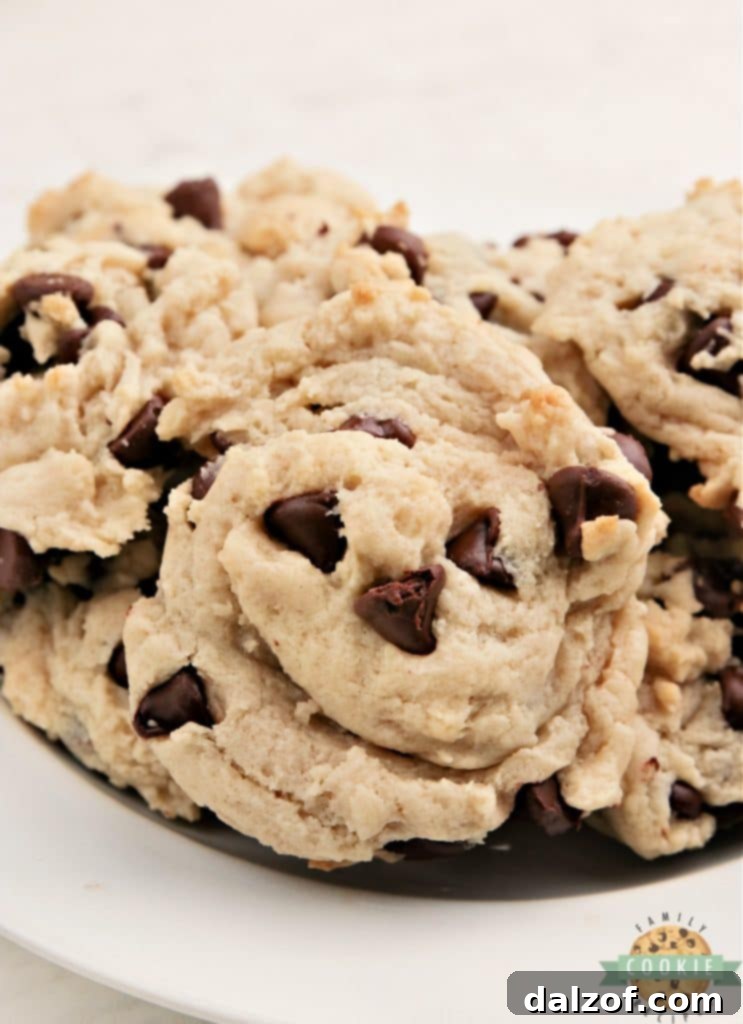 Soft and chewy Cream Cheese Chocolate Chip Cookies.