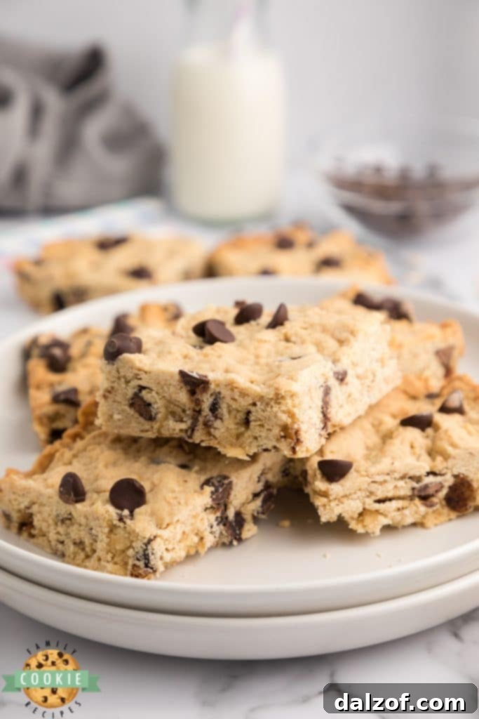Oatmeal Chocolate Chip Bars, soft and chewy.