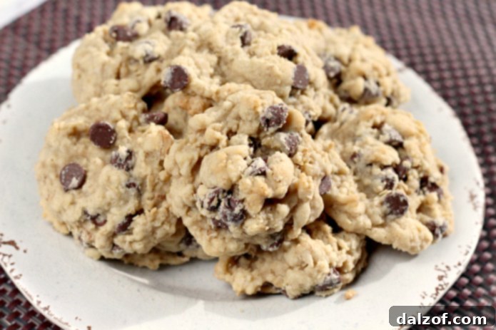 Oatmeal Chocolate Chip Cookies, chewy and delicious.