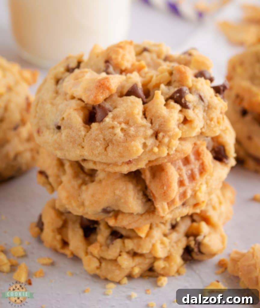 Stack of Drumstick Chocolate Chip Cookies, tasting like an ice cream cone.