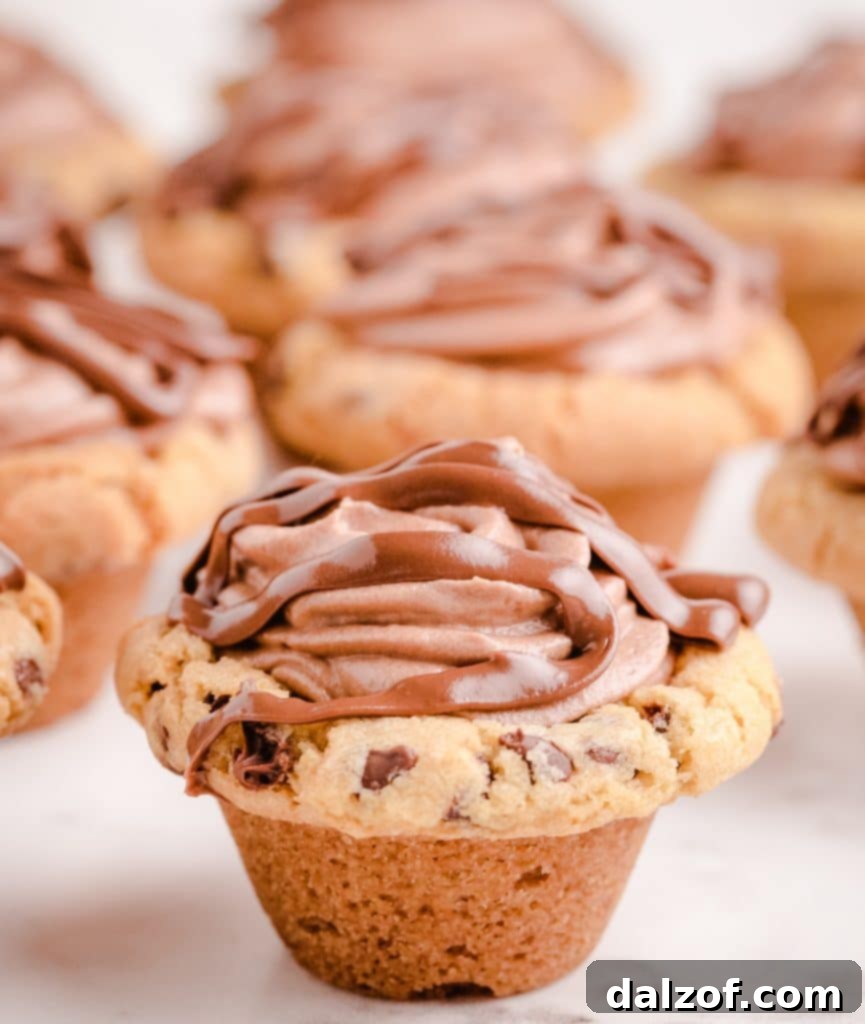 Nutella Mousse Cookies with chocolate chip cookie cups.