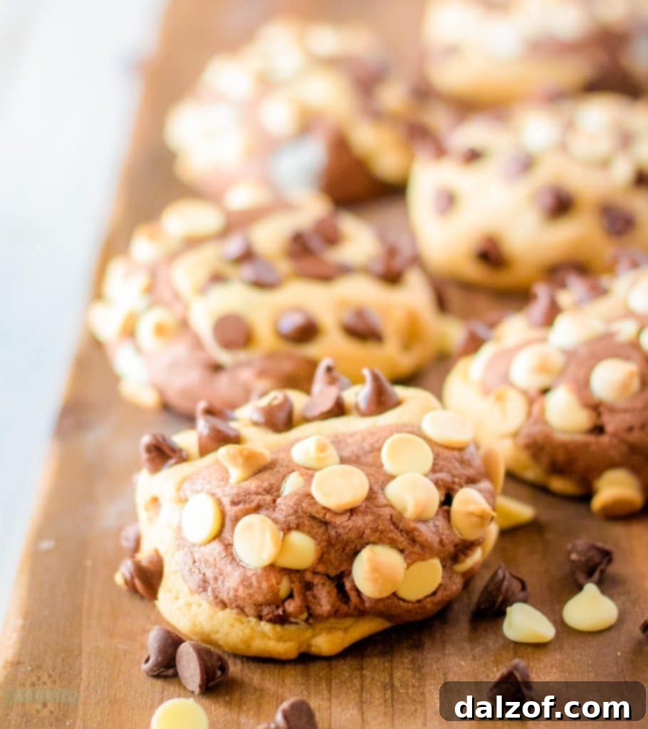 Marbled Chocolate Chip Cookies, black & white twist.
