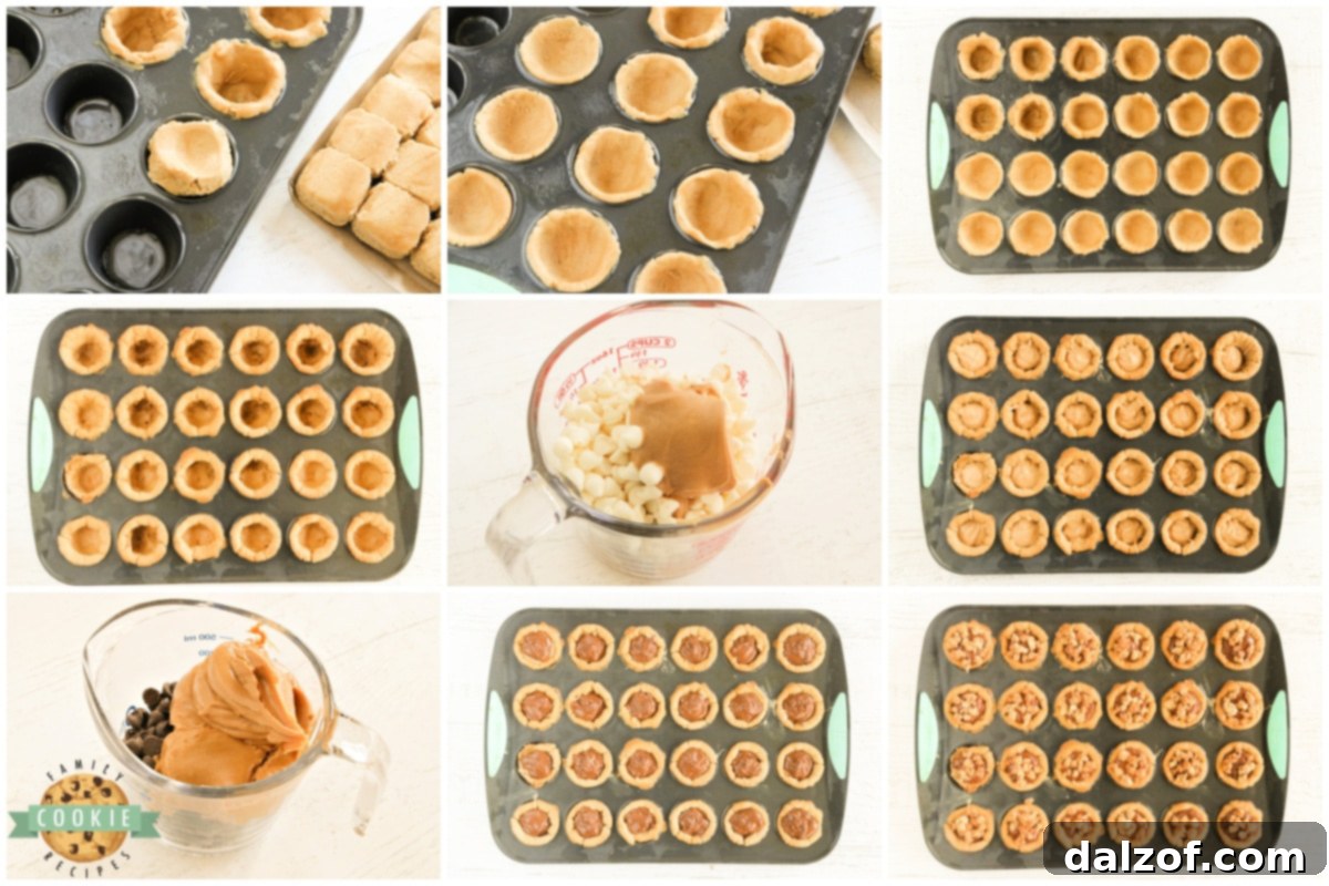 Detailed step-by-step process for making Chocolate Peanut Butter Cookie Cups