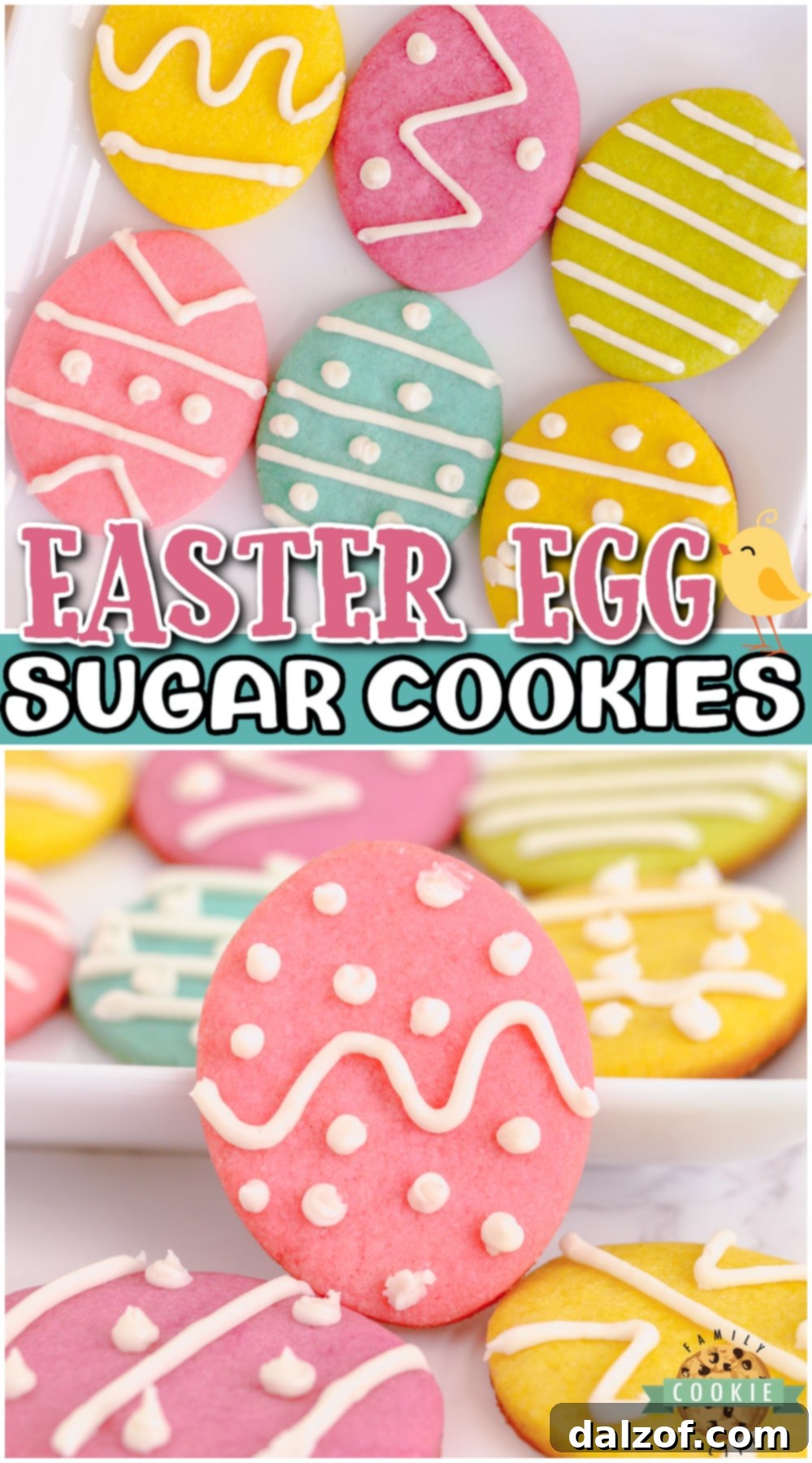 Homemade Easter Egg Sugar Cookies with pastel vanilla icing, perfect for Spring celebrations