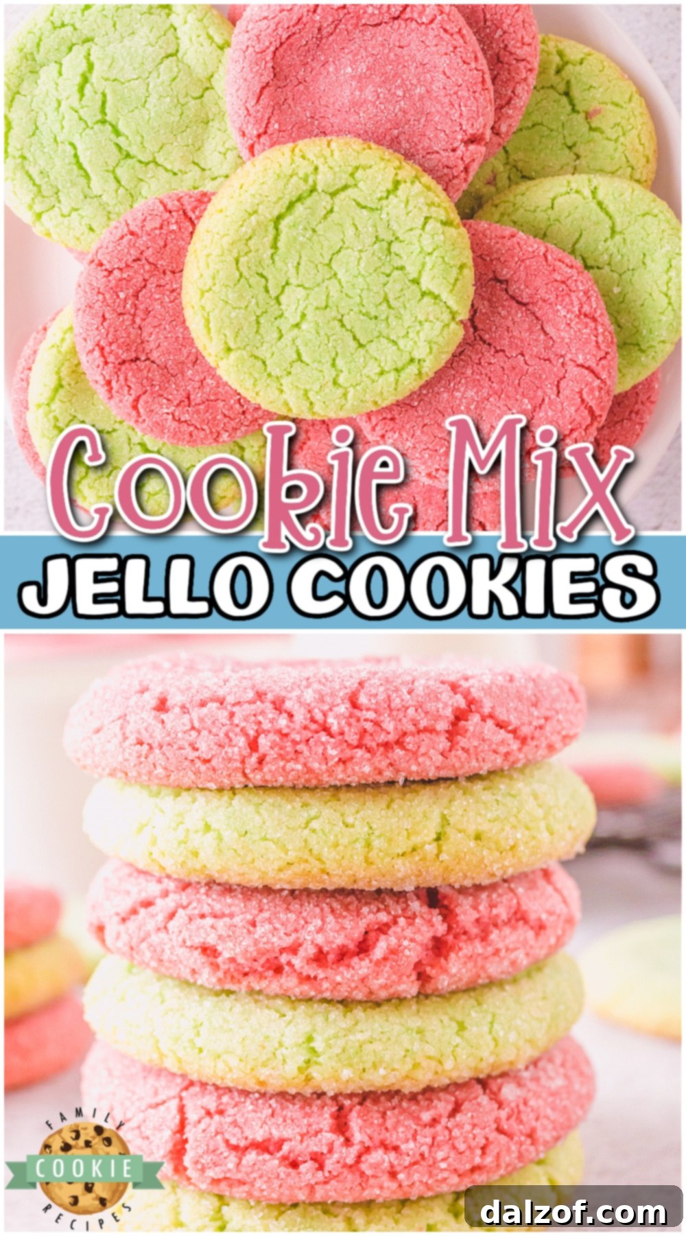 Easy Jello Cookies start with a cookie mix & jello for fun, fruity treats! These Jello sugar cookies come together quickly & taste amazing!