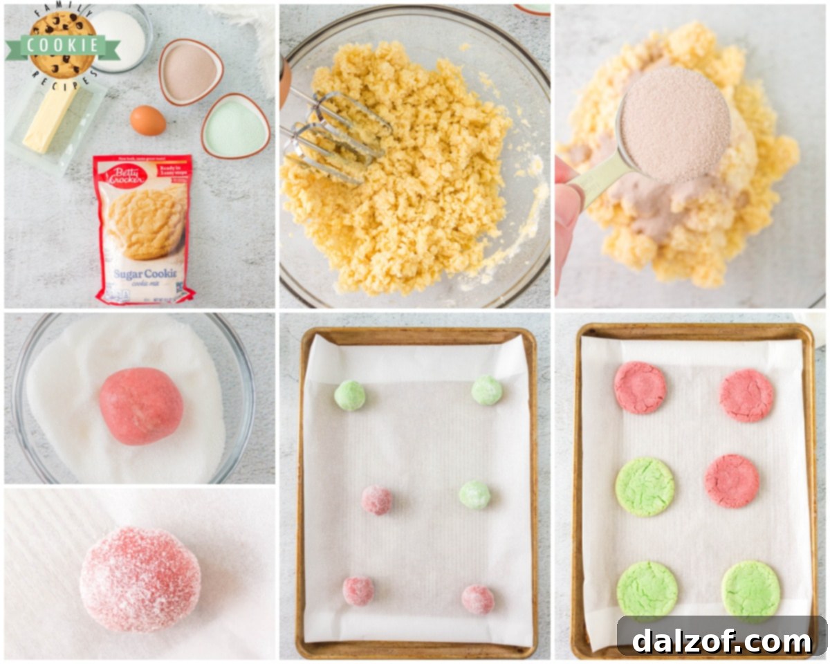 Visual guide showing how to combine ingredients to make Jello cookies.