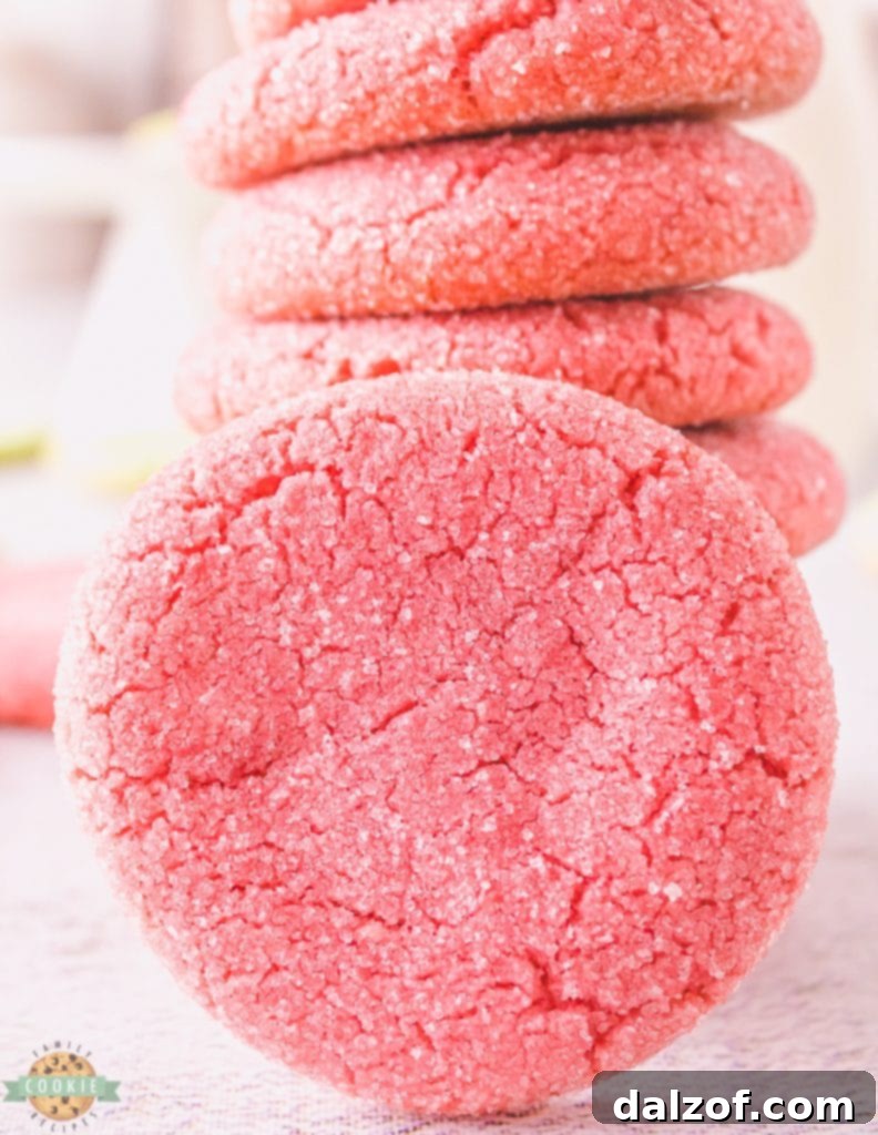 Strawberry Jello cookies showcasing their soft, vibrant appeal.