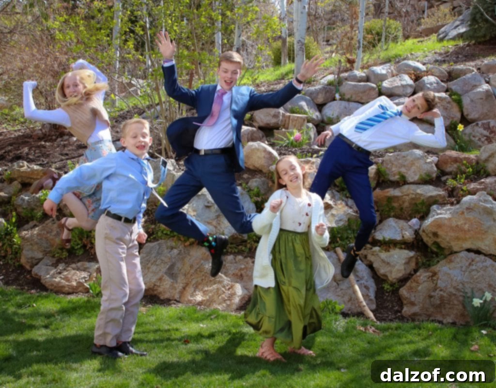 Happy family smiling during an Easter photo shoot