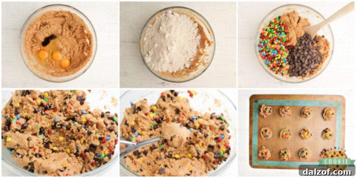 Step by step instructions on how to make Monster Cookies