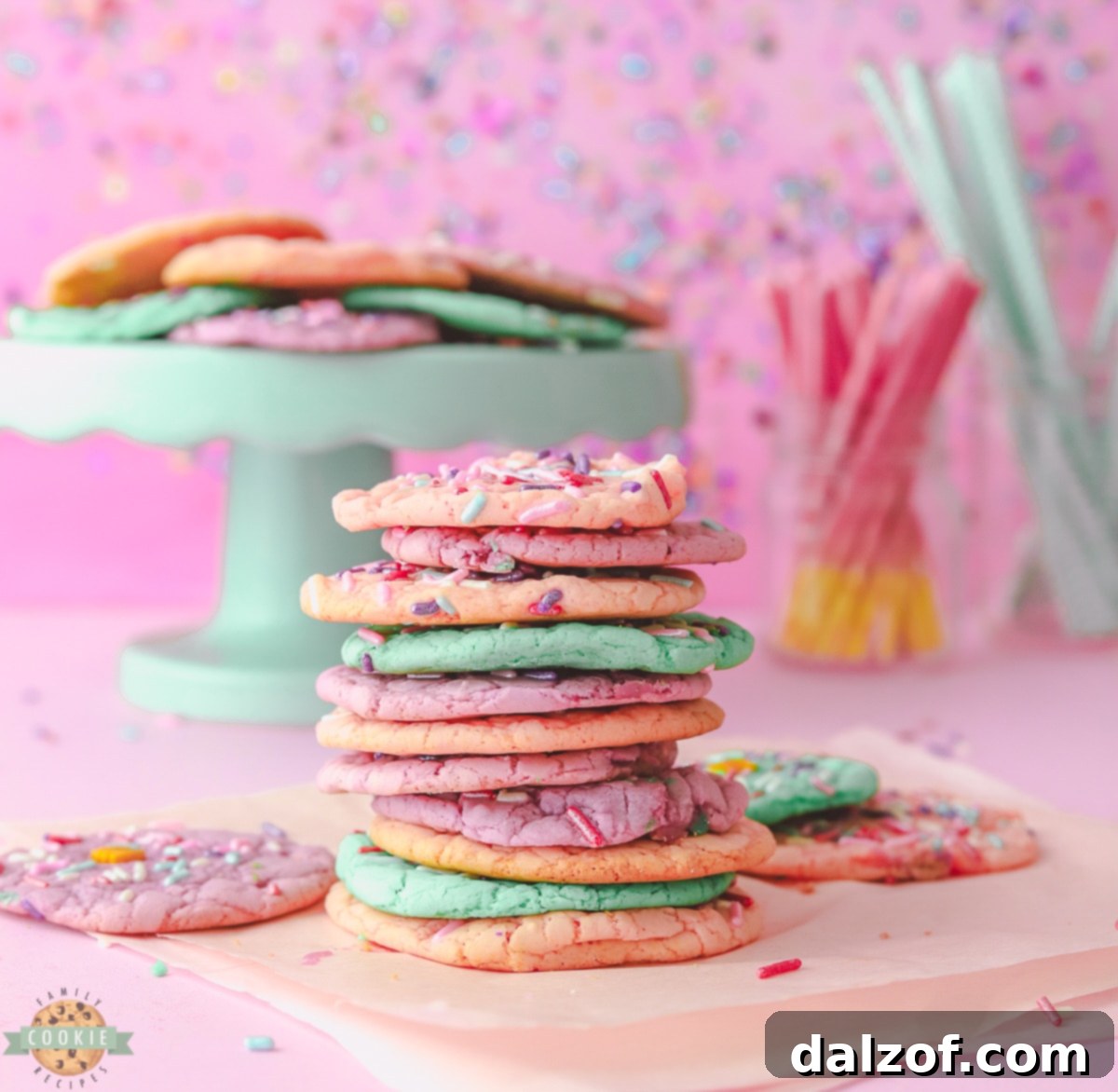 easy unicorn cookies made with cake mix and food coloring