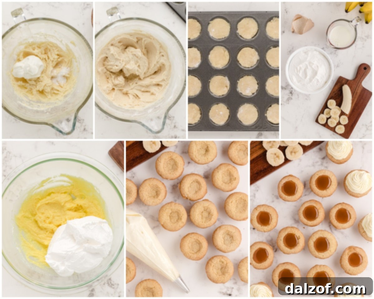 Pie-Perfect Caramel Banana Cookies 5 Step-by-step image of how to make Caramel Banana Cream Pie Cookies.