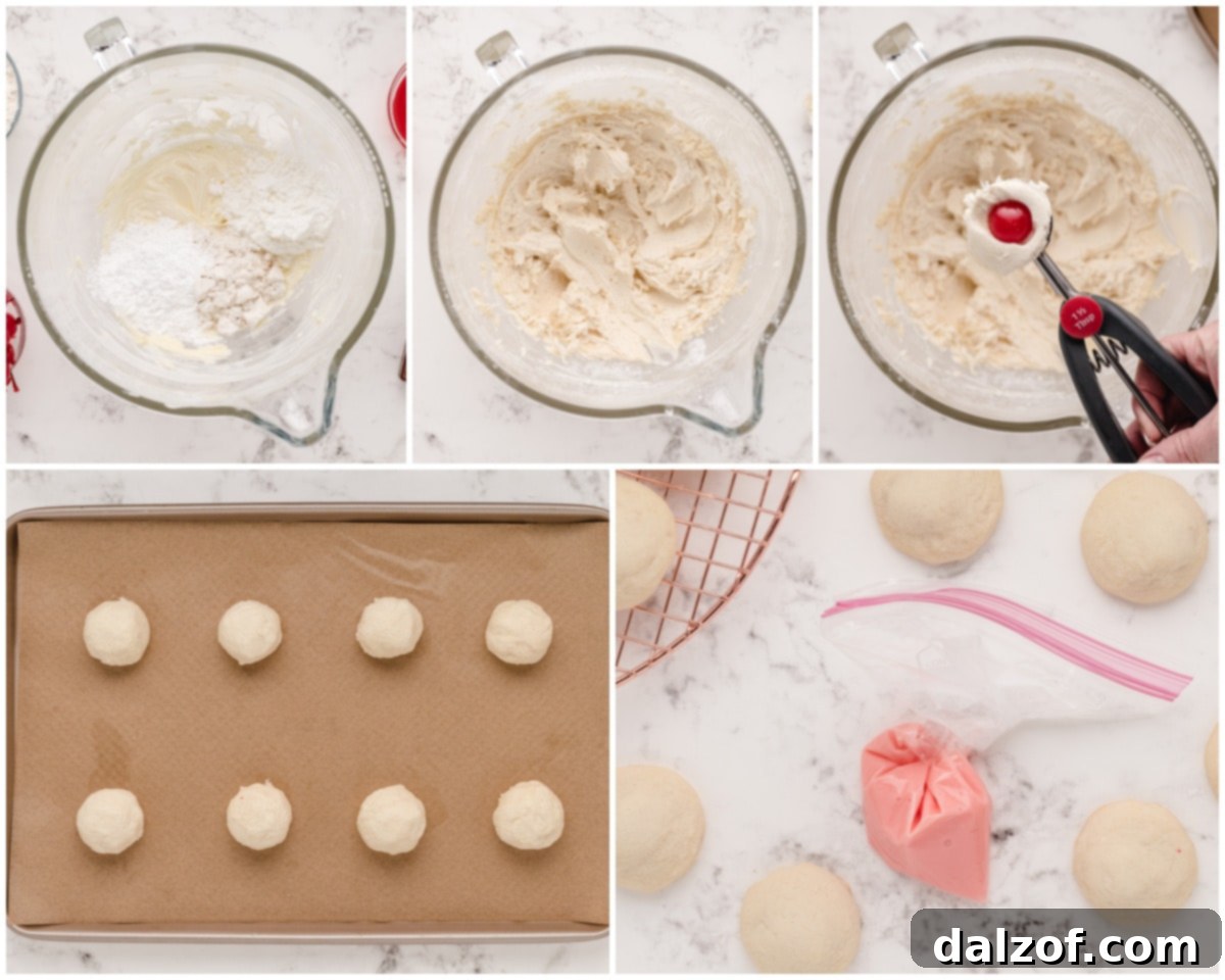 Step-by-step image of how to make cherry shortbread cookies dough