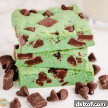 mint chocolate chip cookie bars