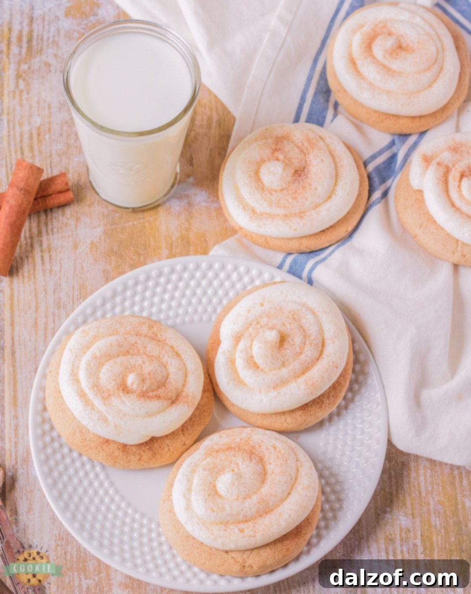 swirled cinnamon frosted snickerdoodles